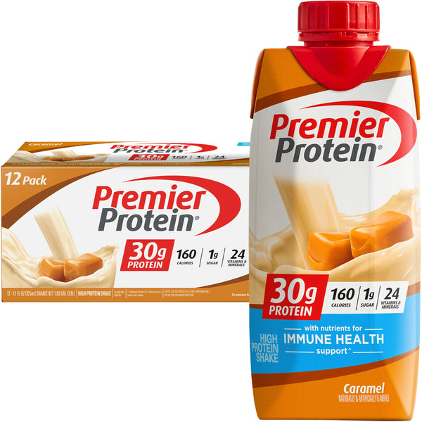 Premier Protein Protein Shake Caramel 30g Protein 1g Sugar 11 fl oz Pack of 12