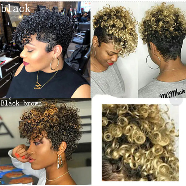 African Dyed Short Curly Hair Style