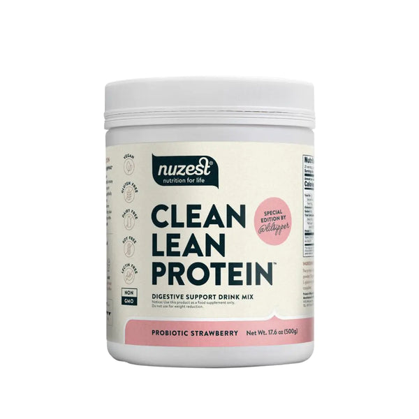 Nuzest Digestive Support Protein Probiotics for Digestive Health – Strawberry - Clean Lean Protein - Premium Vegan Pea Protein Powder – Plant Based - 20 Servings 1.1 lb