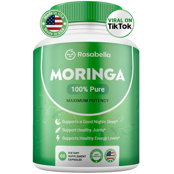 Moringa Powder Capsules - 800mg of Pure Nutrient-Rich Moringa Powder - A Natural Green Antioxidant Superfood - Supports Energy Skin Health
