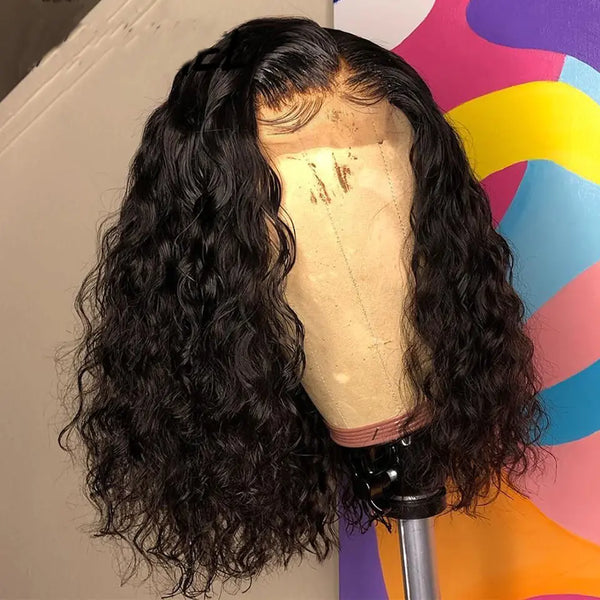 Short Curly African Black Wig with Center Part
